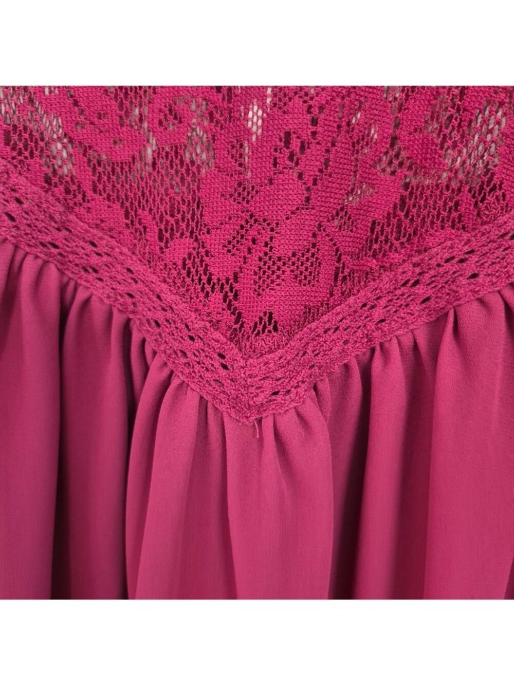 Torrid Womens Burgundy Lace Blouse Short Flutter Sleeves - Picture 6 of 9